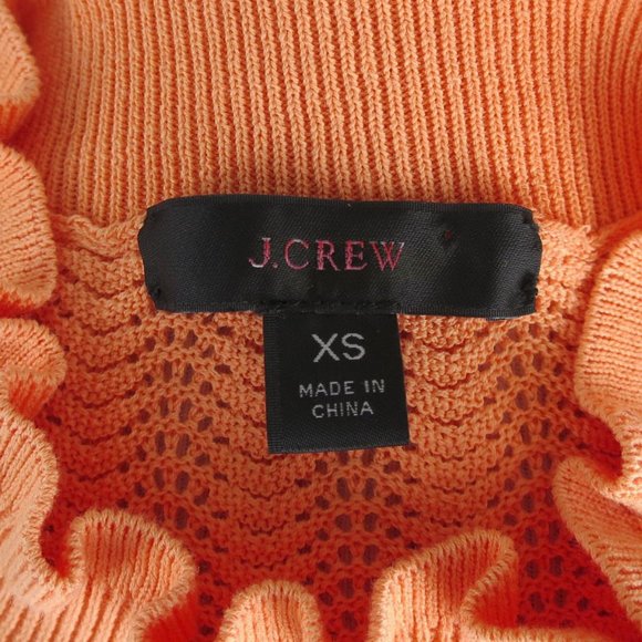 J.Crew Pointelle Ruffle Mockneck Cotton Sweater XS - Picture 7 of 13